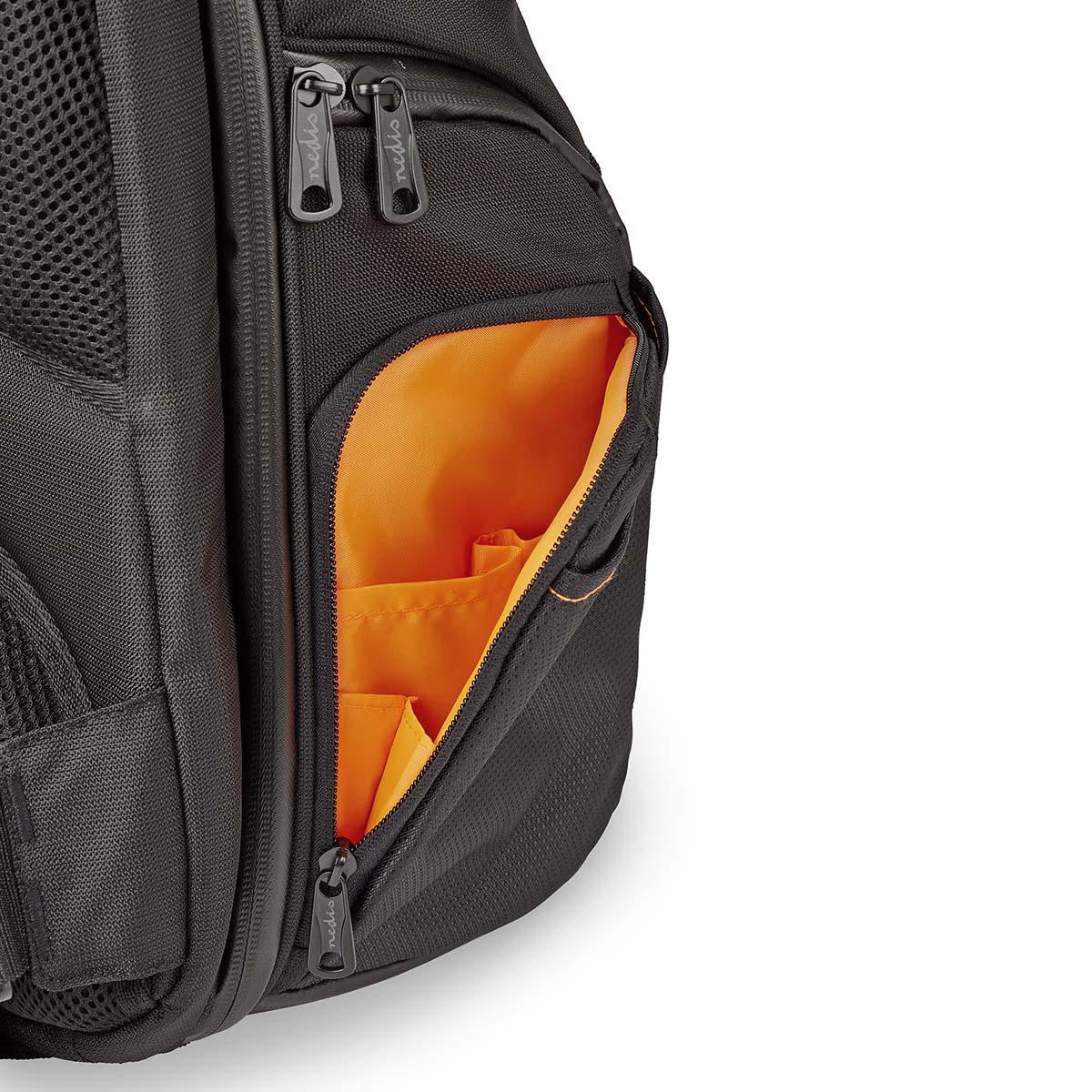 Mochila Para Cámara | 290 x 410 150 mm 10 Bolsillos Interiores Negro/naranja