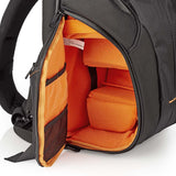 Mochila Para Cámara | 290 x 410 150 mm 10 Bolsillos Interiores Negro/naranja