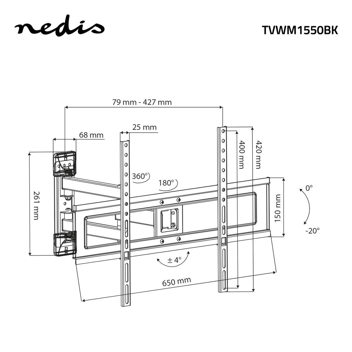 Soporte de Pared Para TV con Movimiento Completo | 37"-70" Hasta 35 kg 3 Puntos Giro