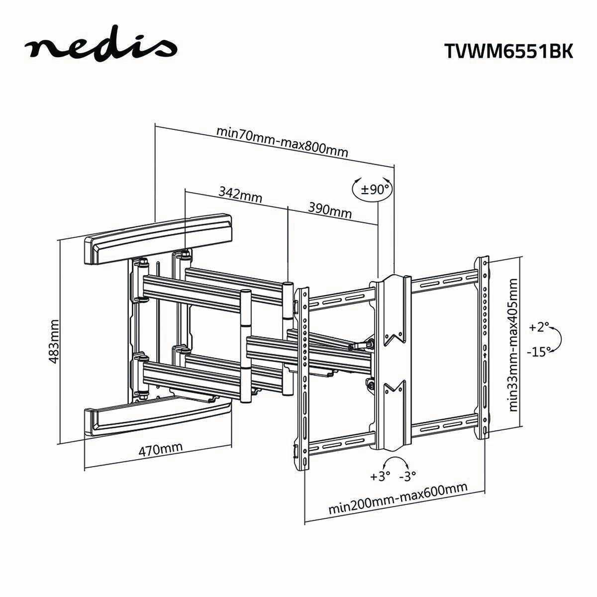 Soporte de Pared Para TV con Movimiento Completo | 37"-80" Hasta 70 kg 6 Puntos Giro