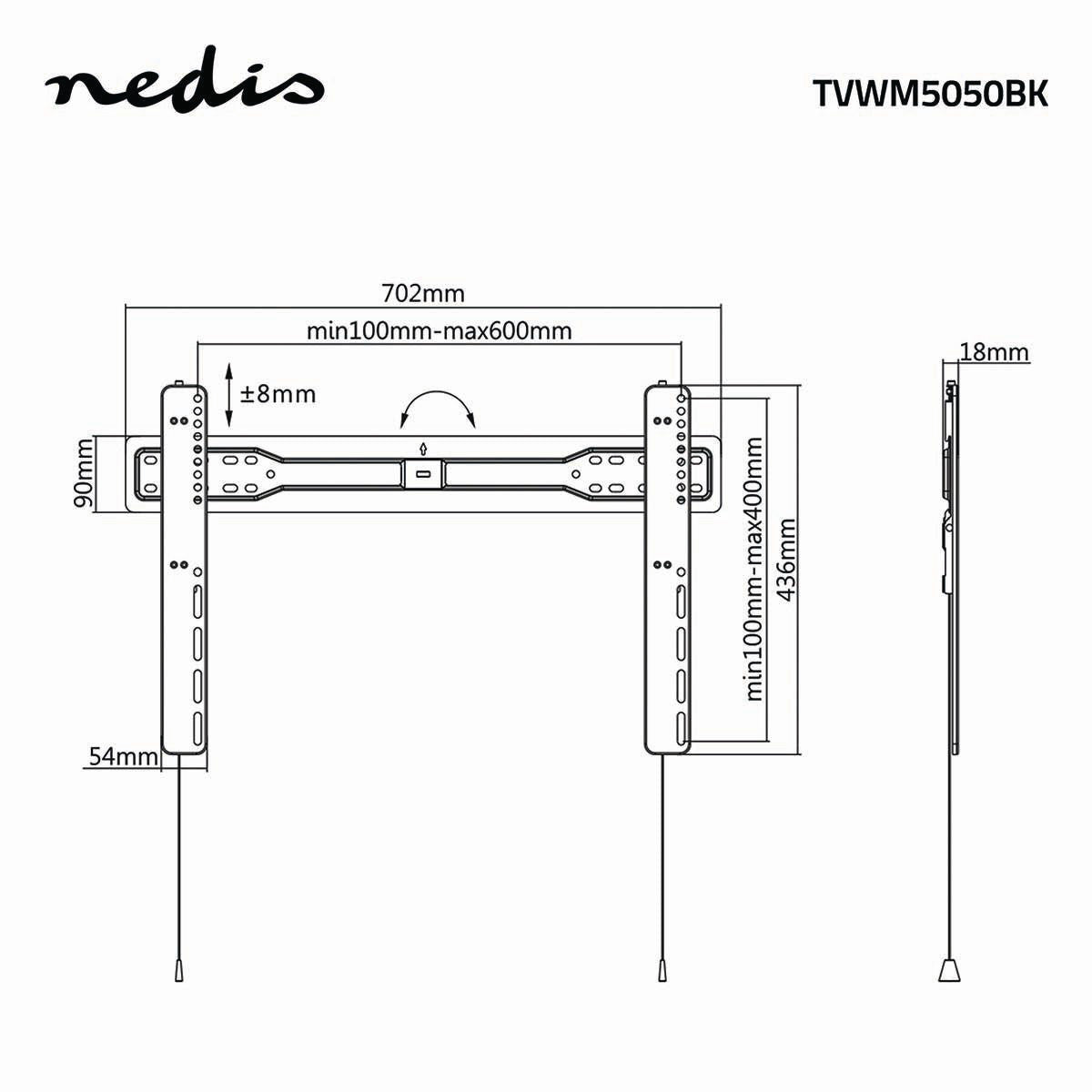 Soporte Fijo de Pared Para TV | 37"-70" Hasta 35 kg 18 mm Distancia a la