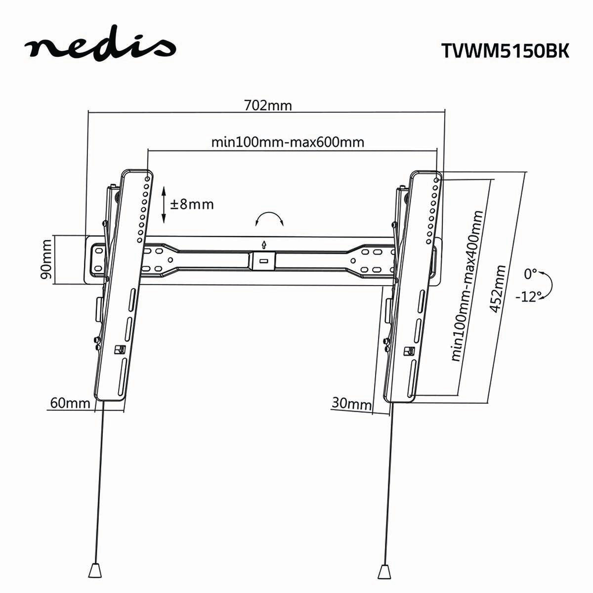 Soporte de Pared Para TV Inclinable | 37"-70" Hasta 35 kg Ángulo Inclinación 12 °