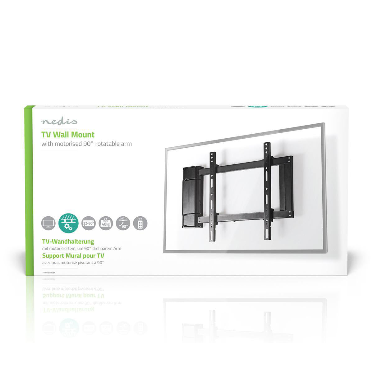 Soporte Motorizado de Pared Para TV | 32"-60" Hasta 40 kg Ángulo Rotación 90° Control Remoto Soportes