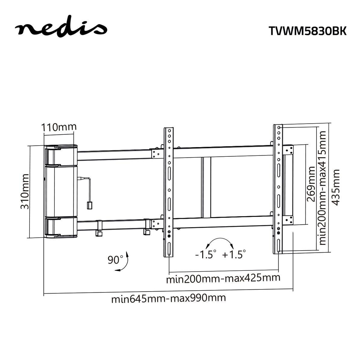 Soporte Motorizado de Pared Para TV | 32"-60" Hasta 40 kg Ángulo Rotación 90° Control Remoto Soportes