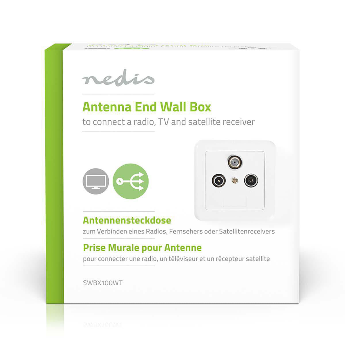 Caja de Conexiones Pared Para Antena | 1x Salida F IEC Macho Hembra 75 dB Accesorios