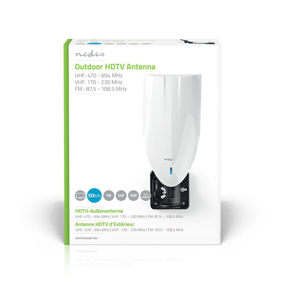 Activa Antena Hdtv | Activo FM / UHF VHF Rango de Recepción: 0-50 km Lte700 Ganancia: 40 dB Blanco/negro