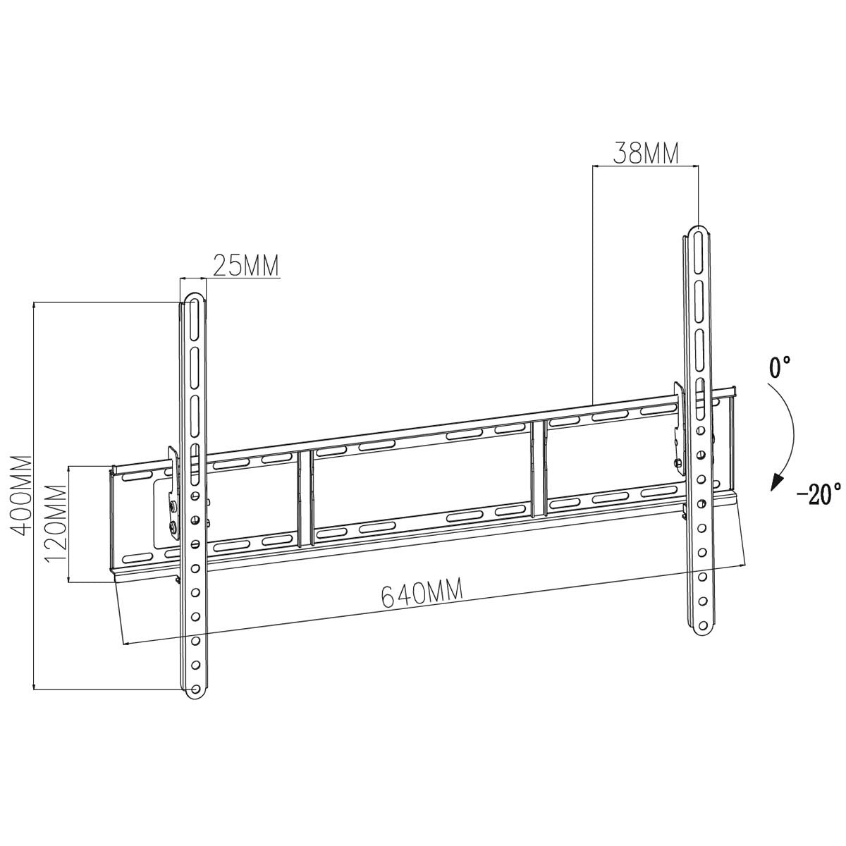 Soporte TV Inclinable de Pared | 37-70 " Hasta 35 kg 20 ° 38 mm Acero Negro