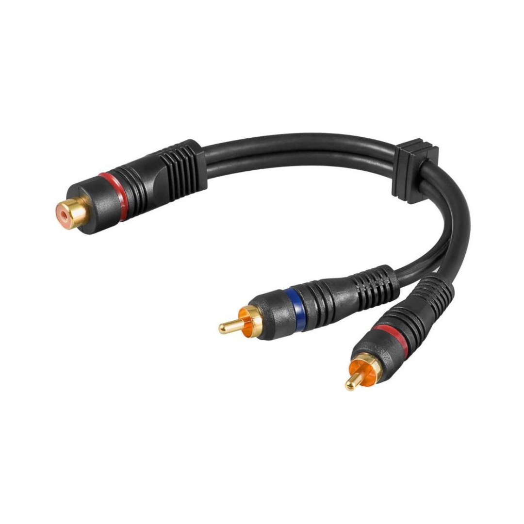 Cable Adaptador de Audio en Y: RCA Hembra 2 Machos