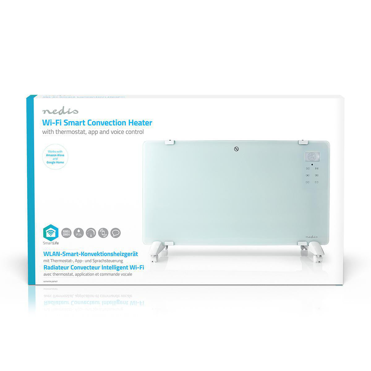 Smartlife Calentador de Convección | Wi-fi Adecuado Para Baño Panel Vidrio 2000 W 2 Configuraciones Calor Display LED 15 - 35 °