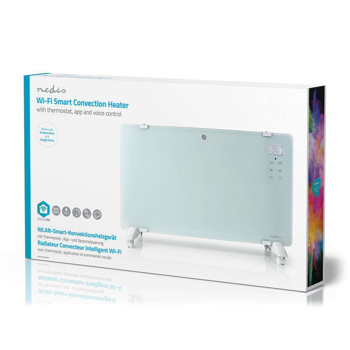 Smartlife Calentador de Convección | Wi-fi Adecuado Para Baño Panel Vidrio 2000 W 2 Configuraciones Calor Display LED 15 - 35 °