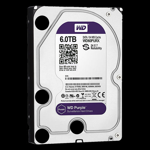 Disco Duro Western Digital - Capacidad 6 TB Interfaz Sata Gb/s Modelo Wd60purx Especial Para Videograbadores Suelto o Instalado