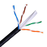 Cable de red Exterior Impermeable Rj45 Cat.6 UTP, Negro, Bobina 305 Metros Cobre