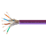 Cable de red Rj45 Cat.7 S/ftp Pimf Rígido Awg23 con CPR, Violeta, Bobina 305 Metros 100% Cobre Para la Instalación Cables