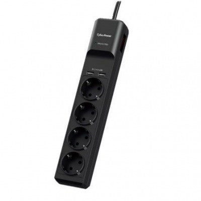 Regleta con Interruptor Cyberpower P0420sud0-de/ 4 Tomas de Corriente/ 2 Usb/ Negra