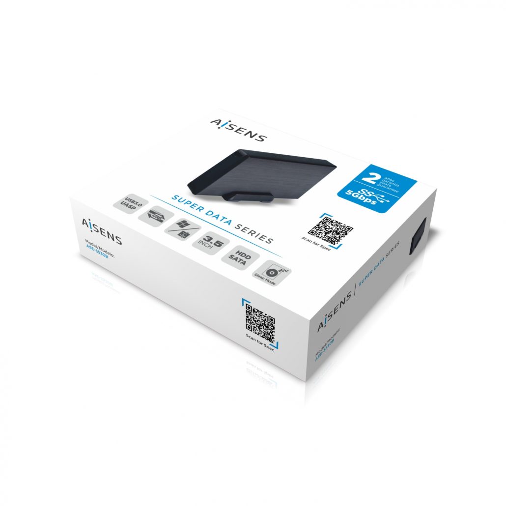 Caja Externa 3,5" para Discos Duros SATA I, II y III a USB 3.0/USB3.1 GEN1, Negra