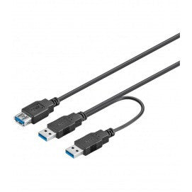 Cable USB 3.0 Dual Power Superspeed, Negro