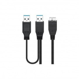 Cable USB 3.0 Dual Power Superspeed, Negro