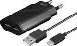 Juego de cargador mas cable USB tipo C de 1 metro negro