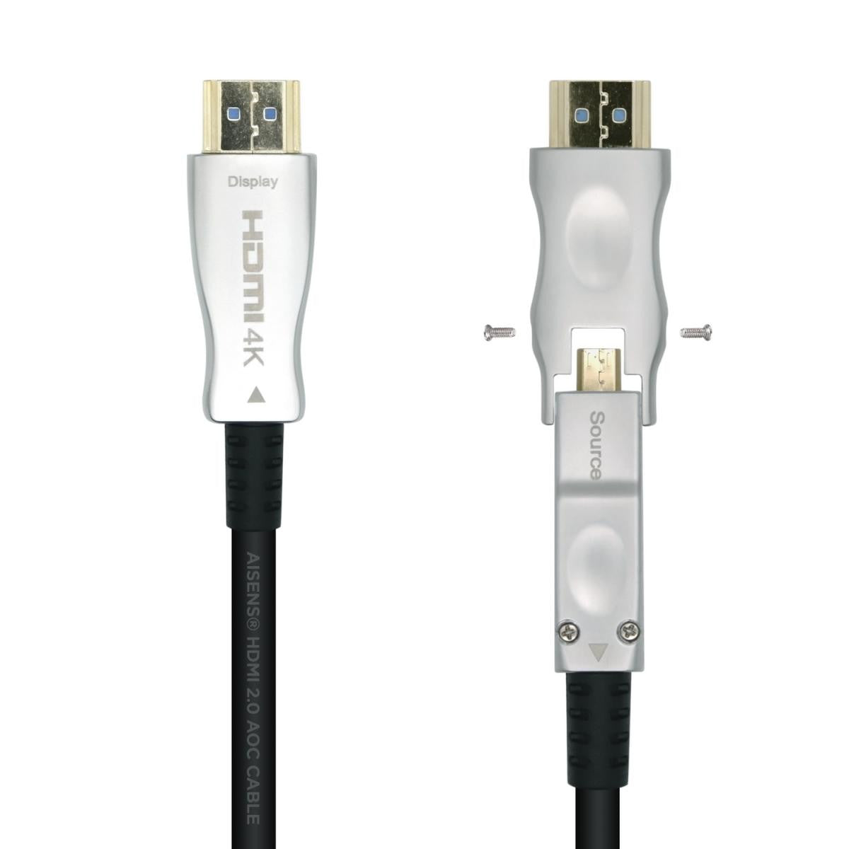 Cable HDMI V2.0 AOC desmontable Premium Alta Velocidad / HEC 4K@60Hz 4:4:4 18Gbps Negro de 30 Metros