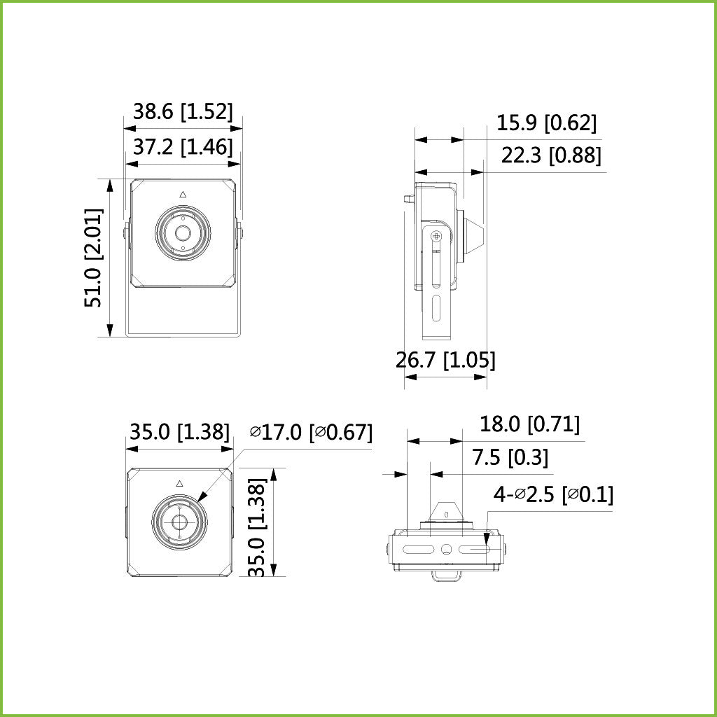 Minicámara IP H265 Pinhole 2M DN WDR 2.8mm IVS AUDIO E/S + Unidad principal AI