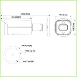 Tubular IP H265 AI 2M SMART WDR Starlight+ IR60m + LED LUZ BLANCA 3.6mm IP67 PoE SD AUDIO E/S