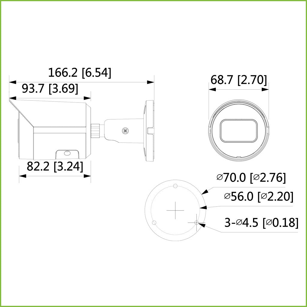 Tubular IP H265 5M DN WDR Starlight IVS 3DNR IR30m 3.6mm IP67 PoE