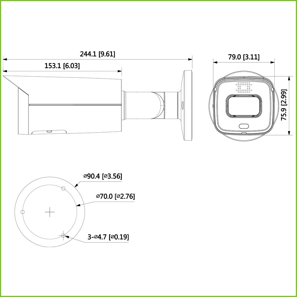 Tubular IP H265 5M SMART WDR Starlight+ IR60m + LED LUZ BLANCA 3.6mm IP67 PoE SD AUDIO E/S AI