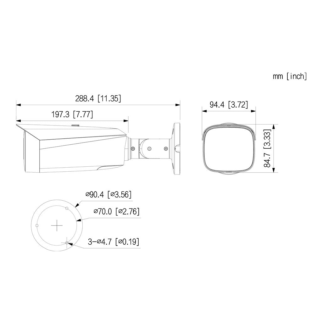 Tubular IP H265 8M FULL COLOR 2.0 WDR140dB Starlight LED50m 3.6mm IP67 ePoE SD MIC AUDIO E/S AI