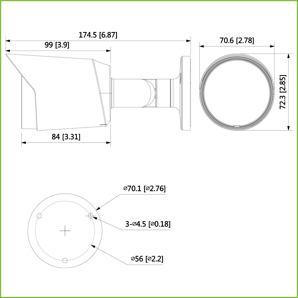 Tubular HDCVI 4EN1 2M 1080P FULL COLOR 2.0 WDR Starlight LED20m 3.6mm IP67