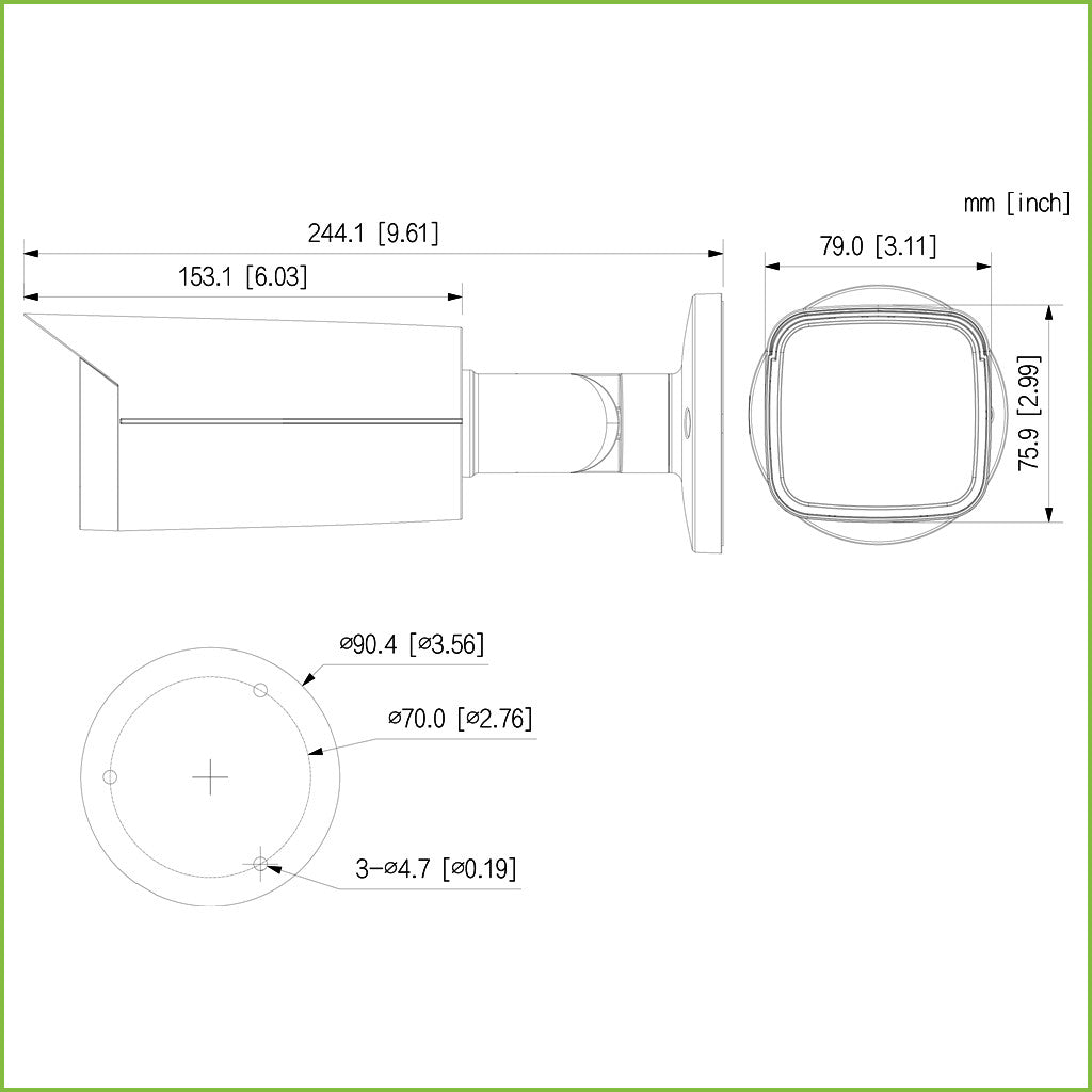 Tubular HDCVI 4EN1 2M 1080P FULL COLOR 2.0 WDR Starlight LED60m 2.7-13.5 VFM IP67 AUDIO MIC