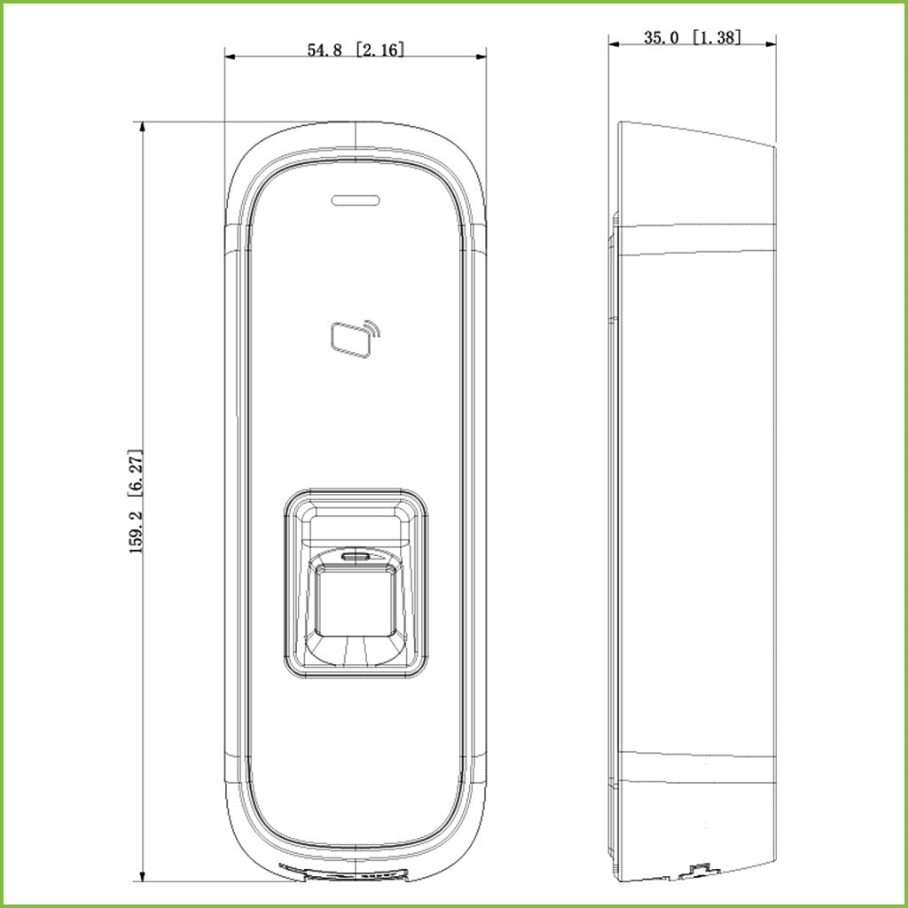 Lector Autónomo Tarjeta EM + Huella RS485 IK10 IP65