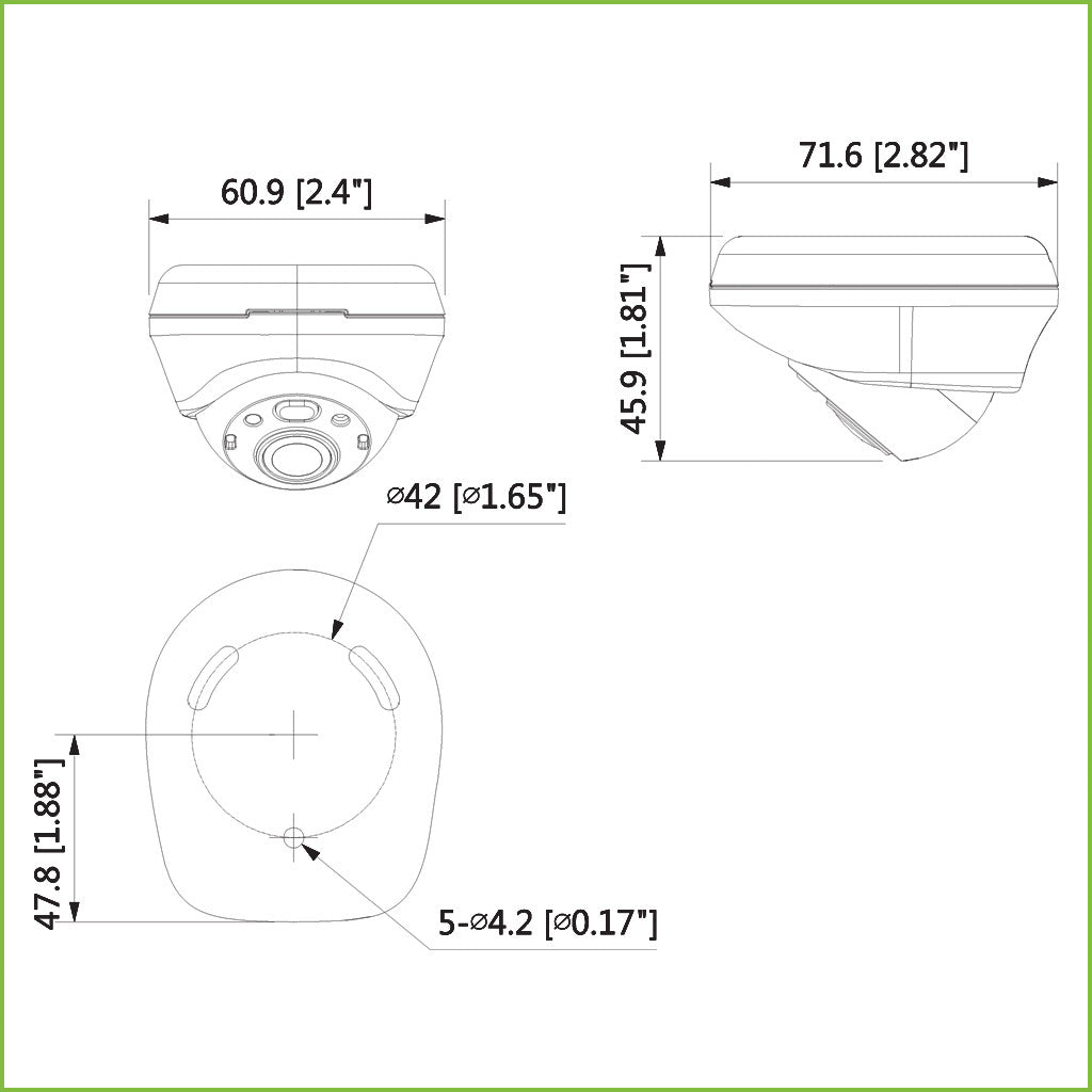 Domo HDCVI 2M 1080P DN IR3m 0Lux 2.1mm MOVIL conector AVIACION M12 MIC