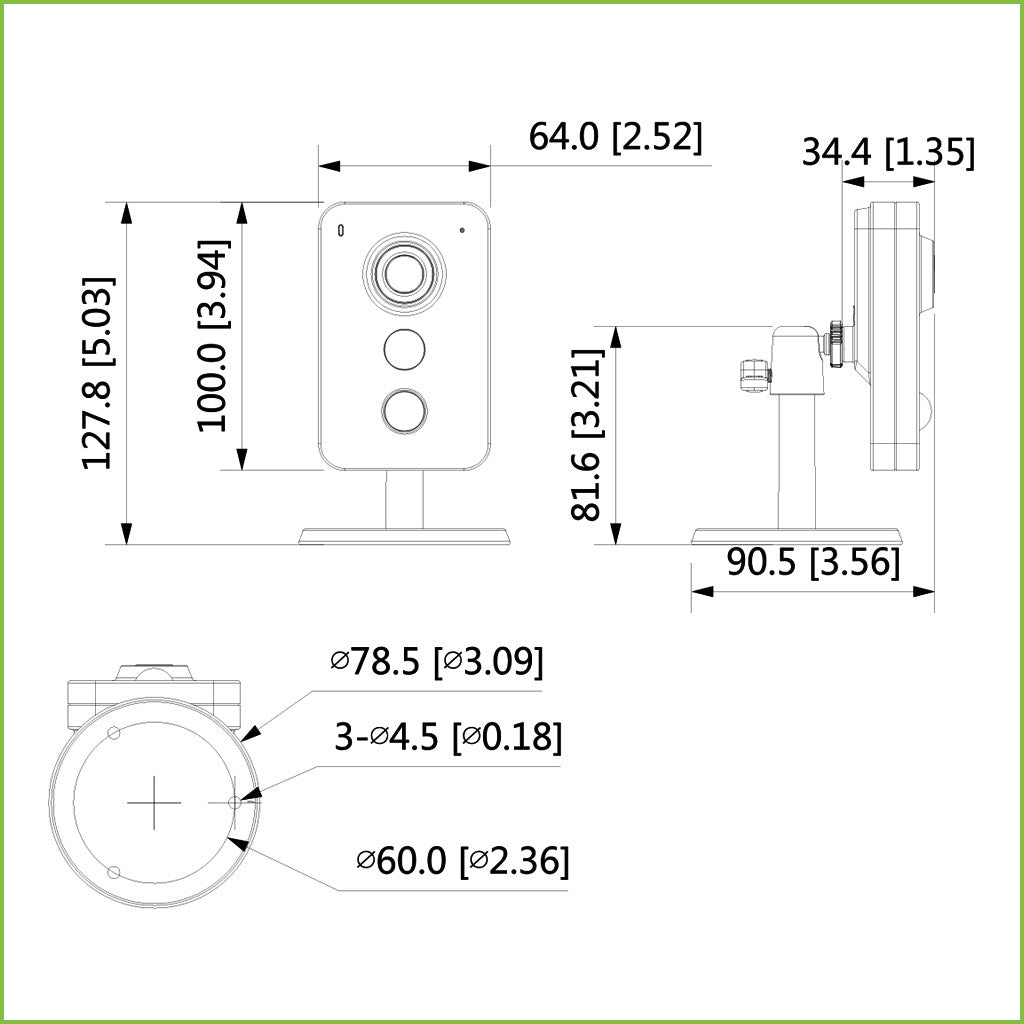 Cubo IP H265 2MP DN IR10m 2.8mm PIR Audio SD E/S MIC