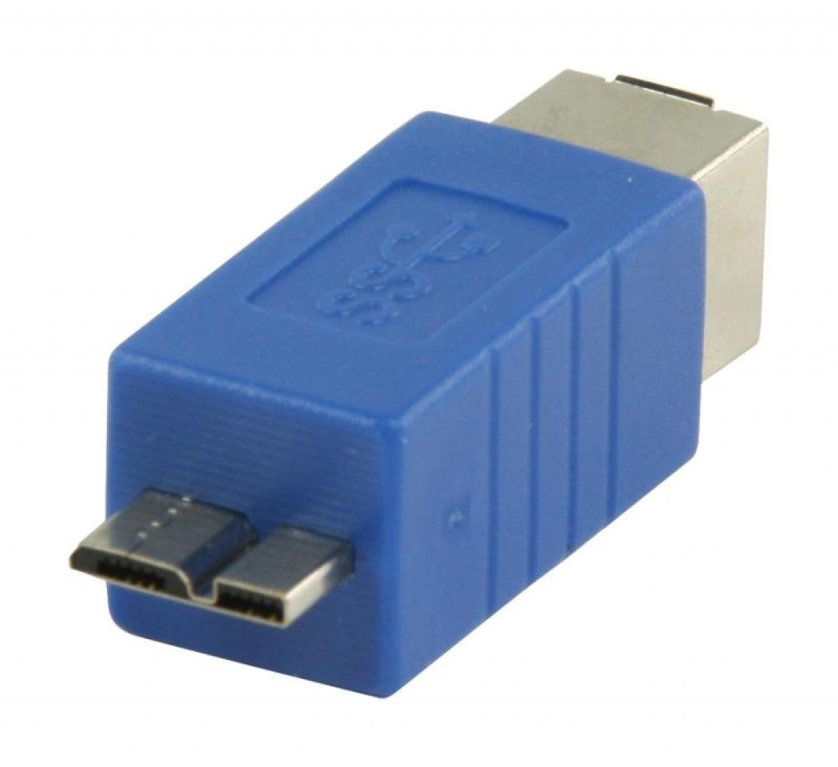 Adaptador USB 3.0 de micro USB B macho a USB B hembra en color azul