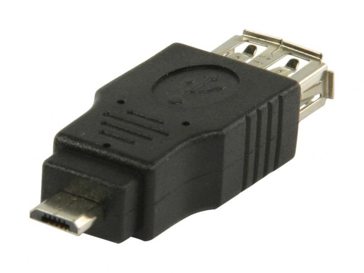 Adaptador USB 2.0 de micro USB B macho a USB A hembra en color negro