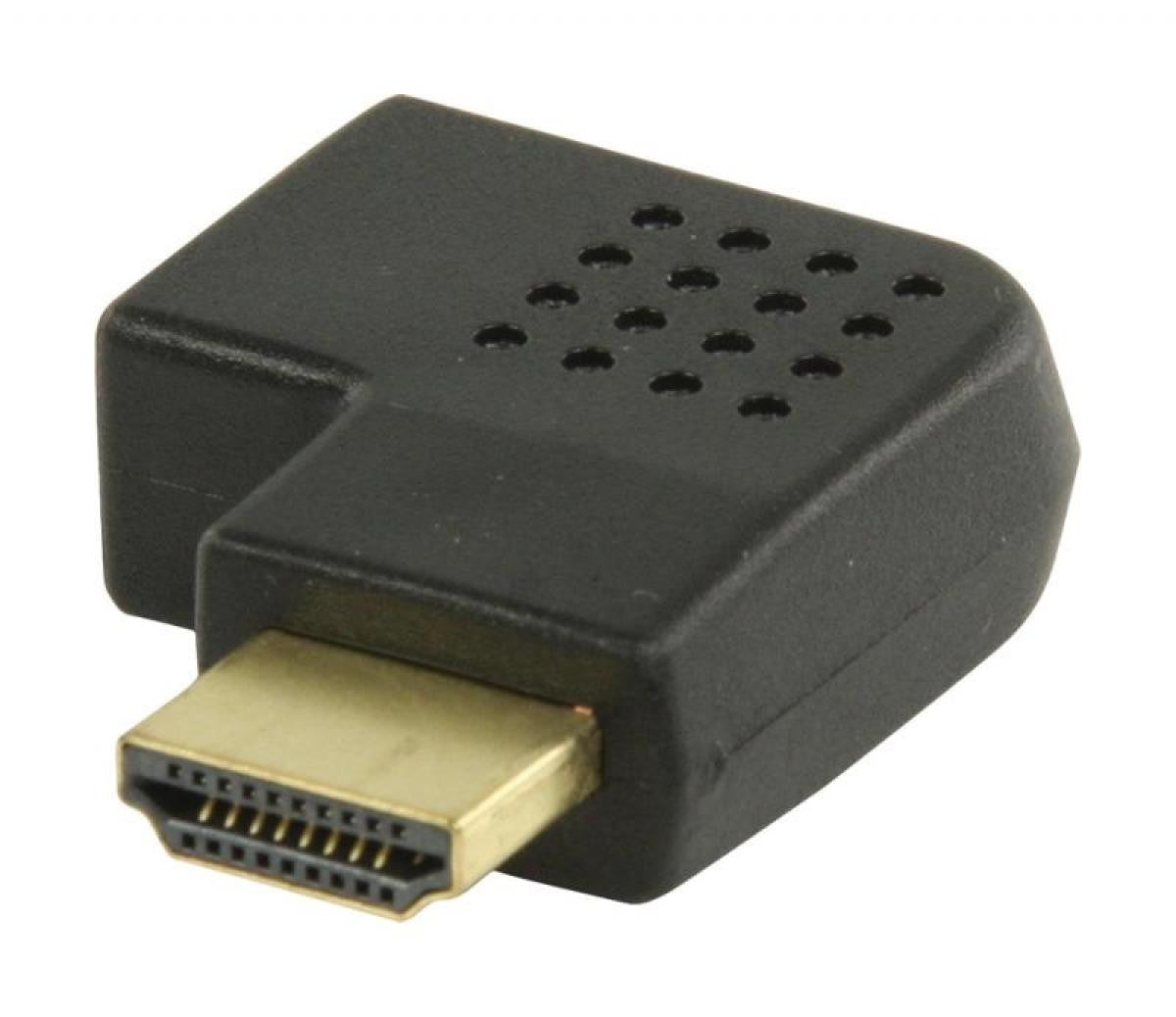 Adaptador HDMI con conector HDMI en ángulo hacia la derecha entrada HDMI en color negro