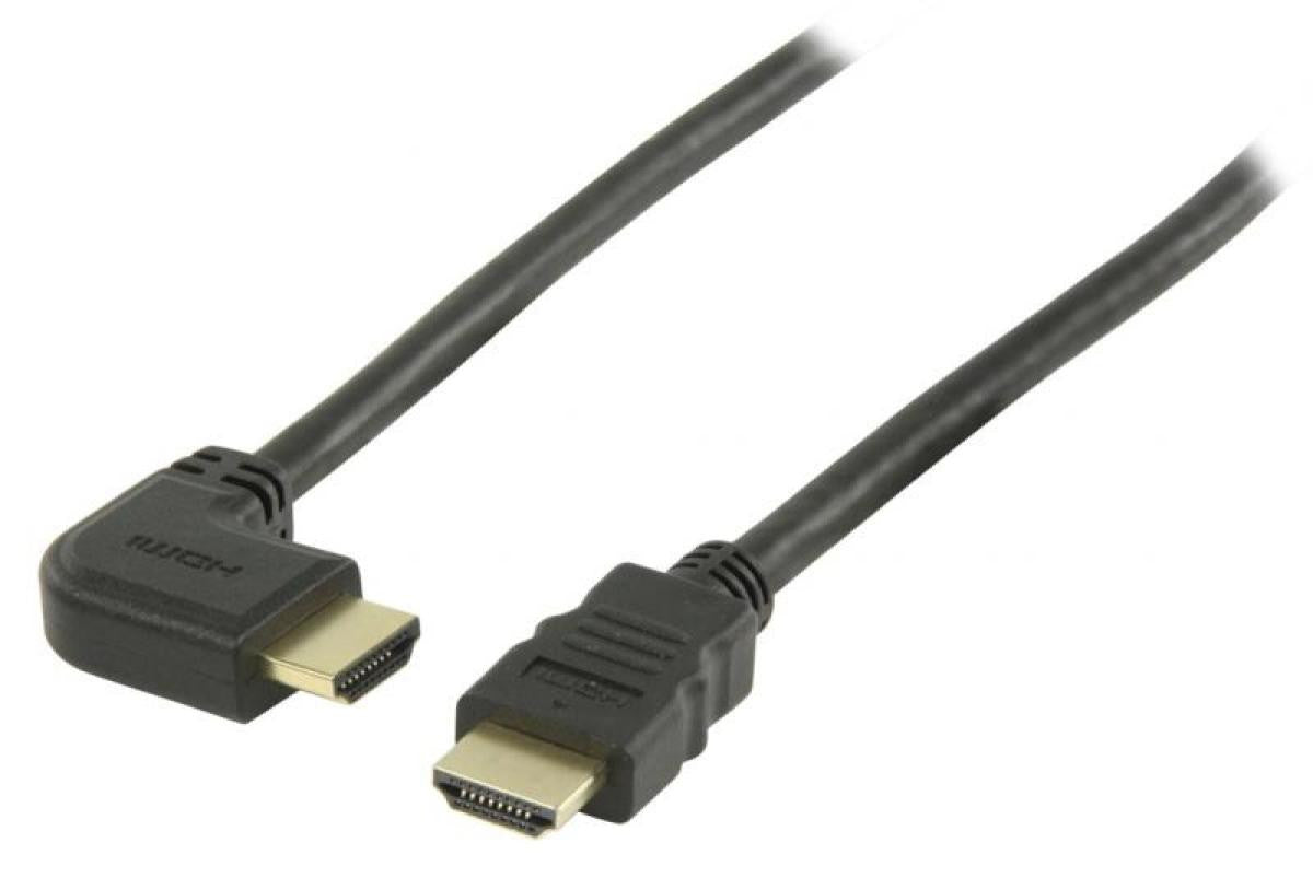 Cable HDMI de alta velocidad con conector HDMI en ángulo hacia la derecha de 3.00 m en color negro