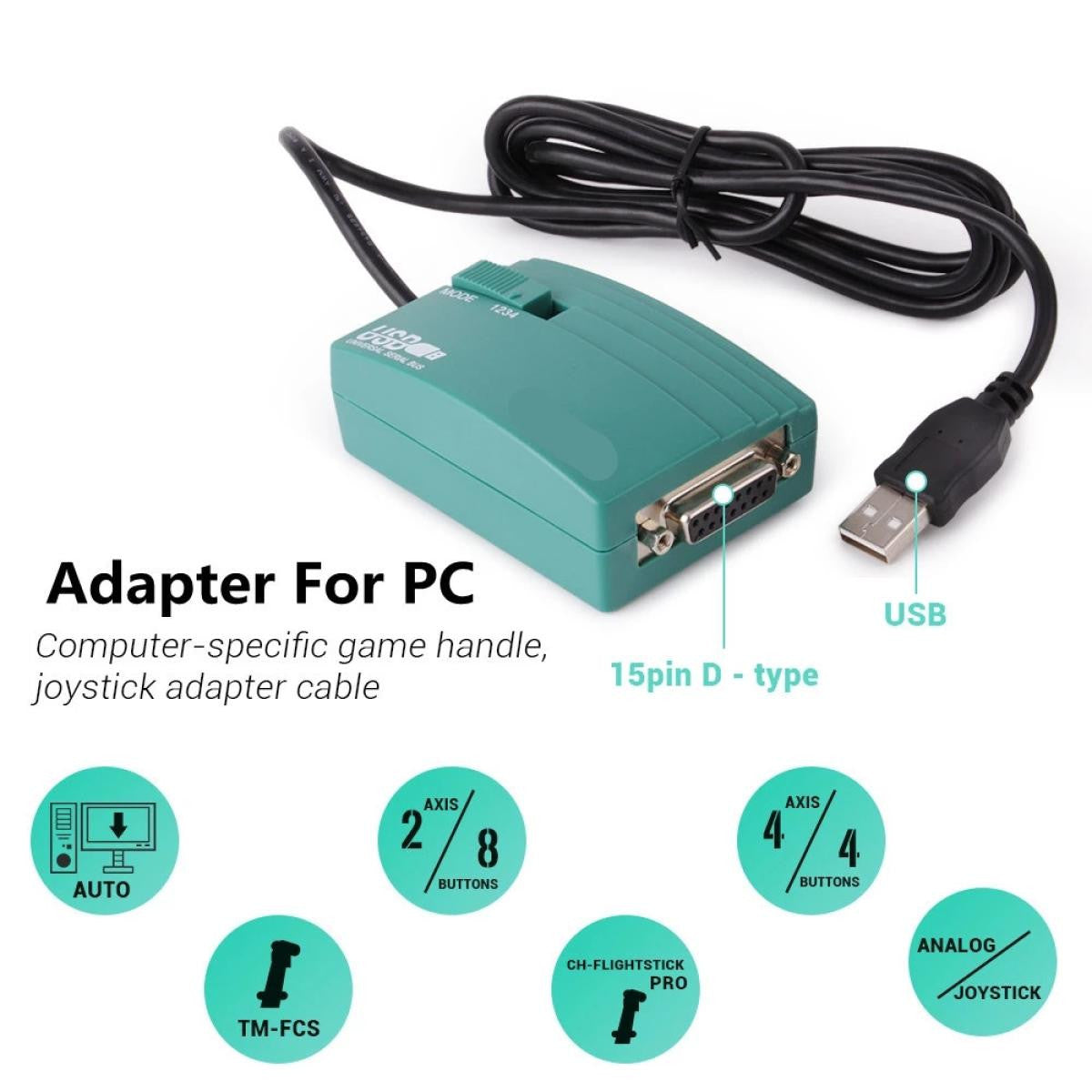 Adaptador USB para Joystick Analógico de 15pin con conector MIDI