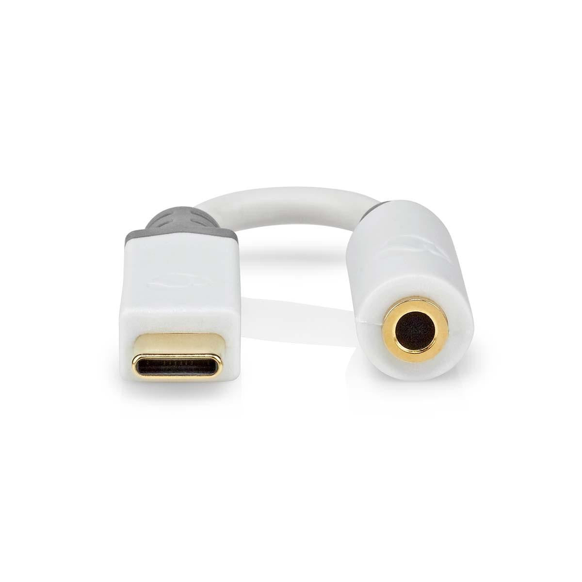 Cable adaptador de USB C macho a Mini Jack 3.5mm hembra blanco de 0.1m