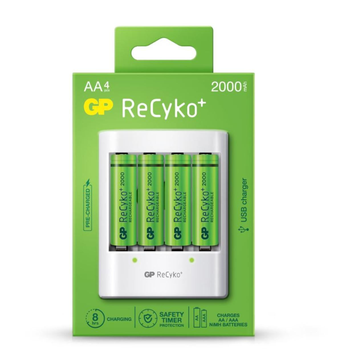 Cargador de de 4 pilas recargables + 4 pilas recargables de 2100mAh