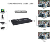 Multiplicador de Señal Hdmi - 4 Entradas Salidas Hasta 4K (Entrada y Salida) Permite Control Remoto Alimentación DC 12 V