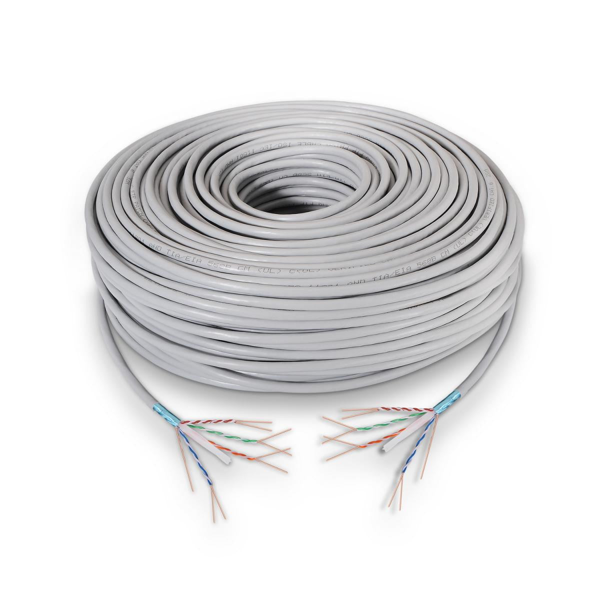 Bobina de cable de 100m Cat 6 FTP rígido color gris 100% cobre