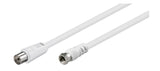 Cable de antena Coaxial hembra a antena F macho de 2.5 metros color blanco.