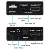 Extractor de audio HDMI 4K@60HZ audio analógico y digital - Negro