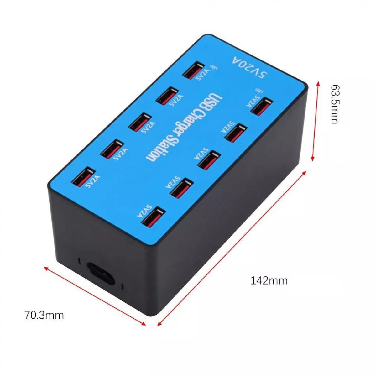 Cargador de escritorio inteligente de 10 puertos USB 20A