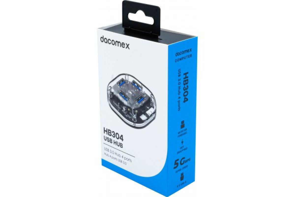 Hub 4 Puertos USB 3.0 Transparente cuadrado