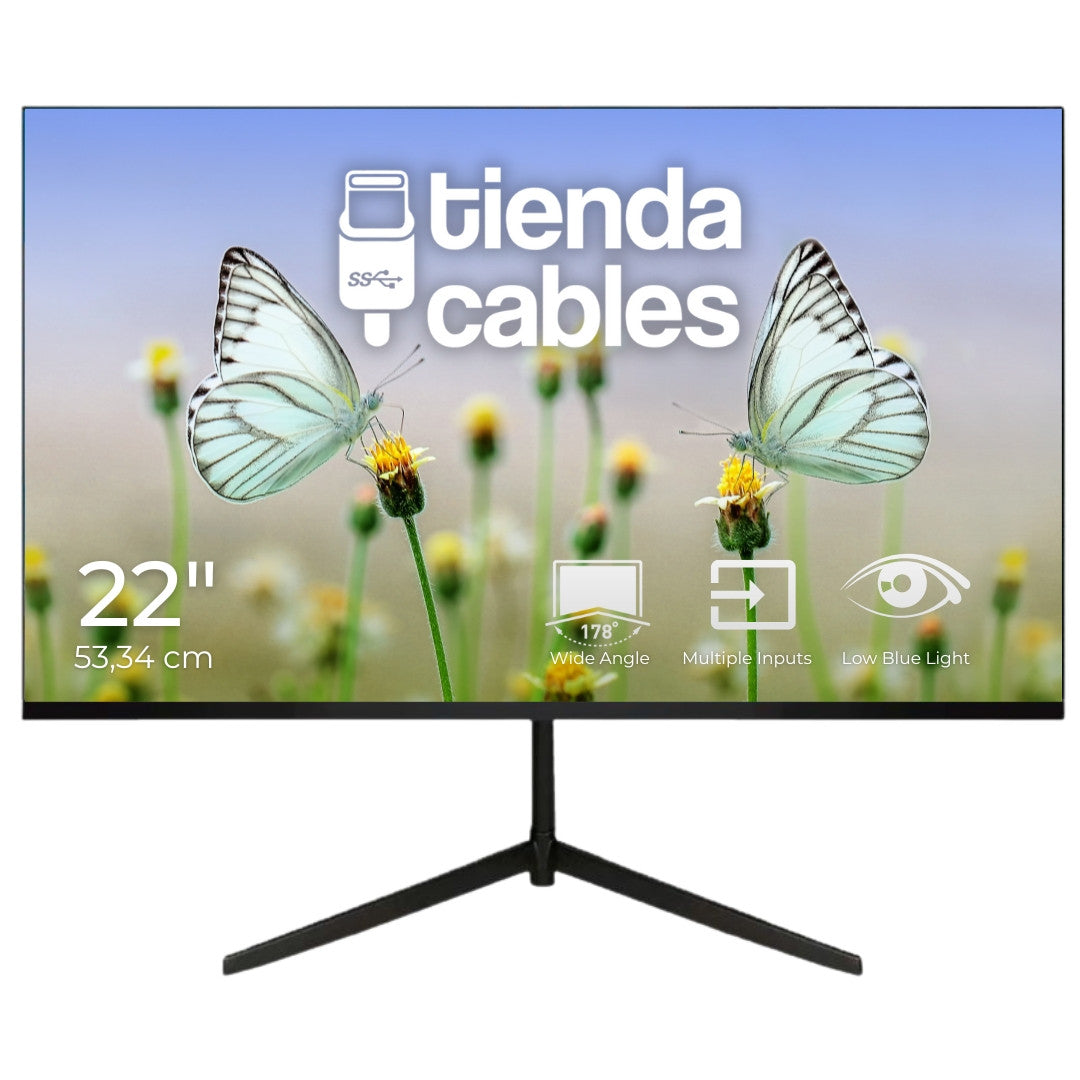 Monitor LED de 22 resolución  Full HD 1920x1080 con 2 altavoces entregados y puertos HDMI y VGA