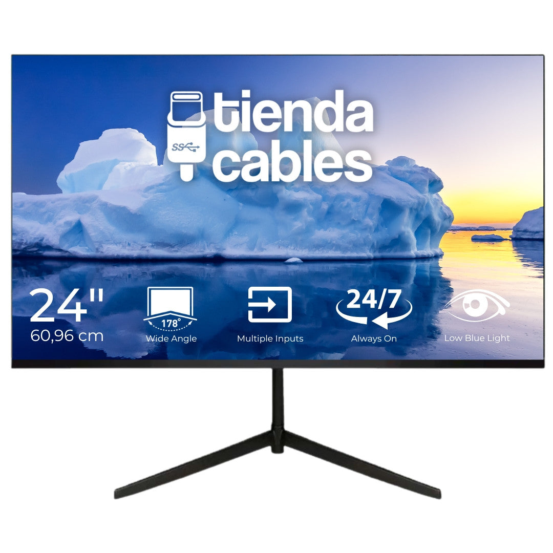 Monitor LED de 24 resolución  Full HD 1920x1080 con 2 altavoces entregados y puertos HDMI y VGA