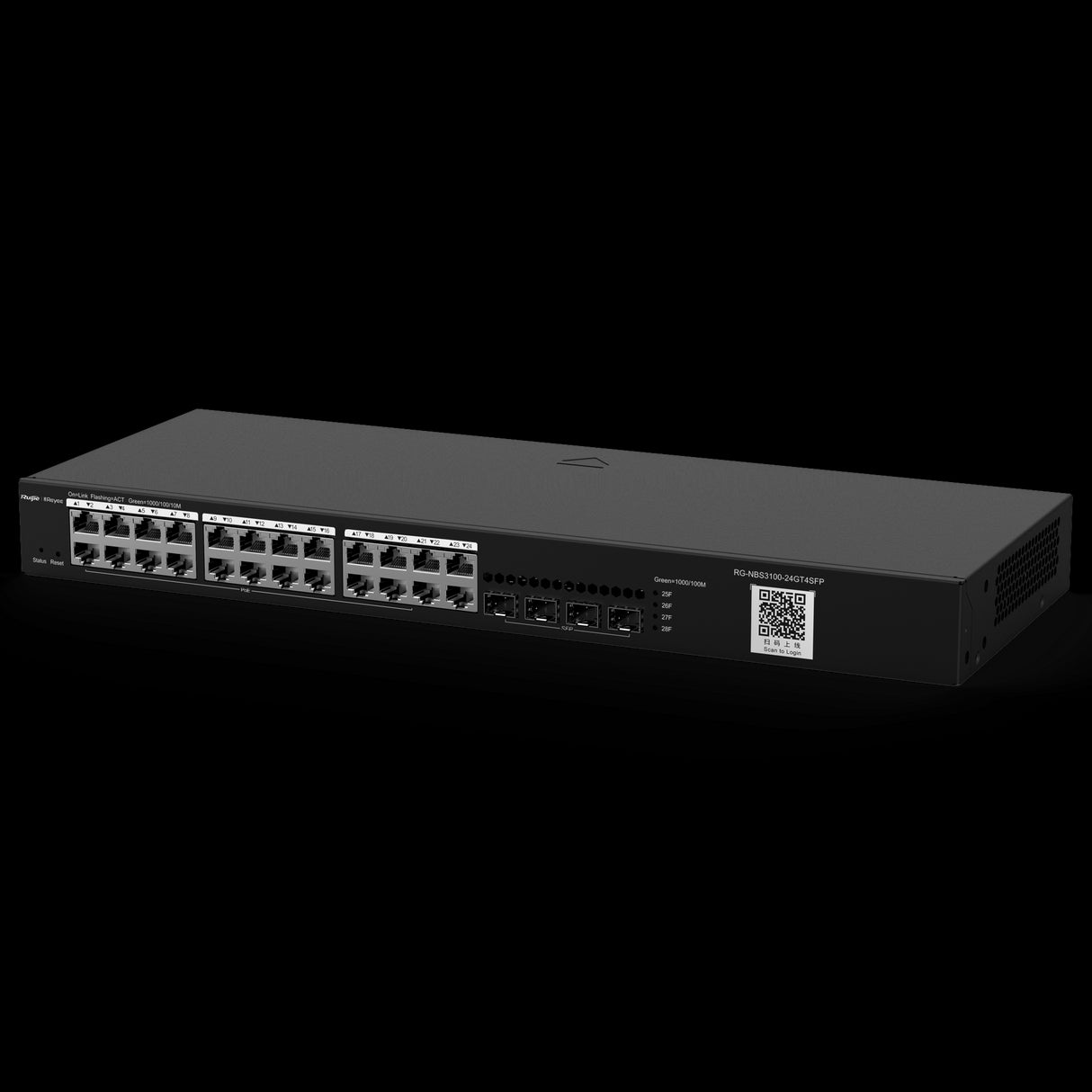 Reyee Switch Cloud Capa 2 de 24 puertos RJ45 Gigabit y 4 SFP Gigabit enrackable