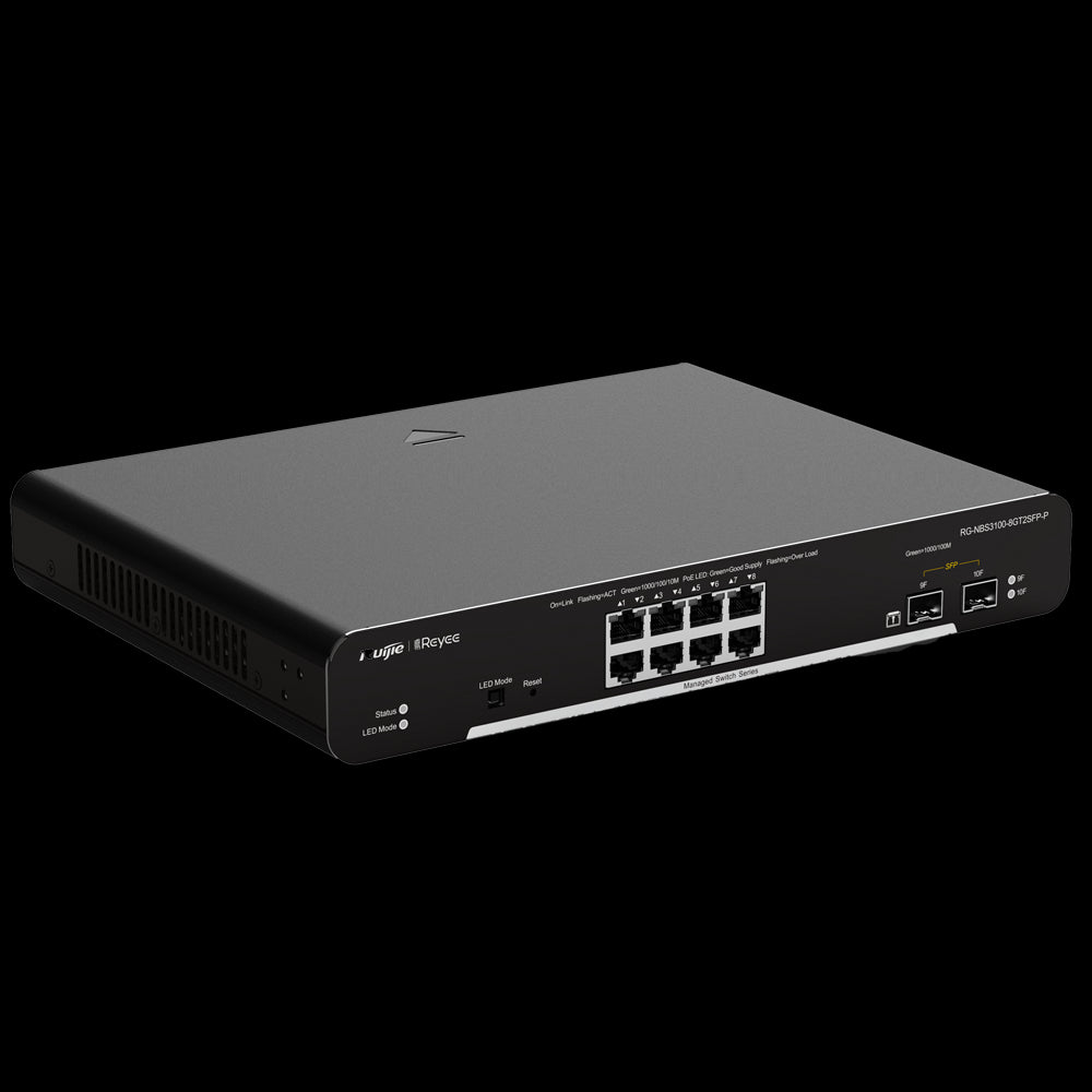 Reyee Switch PoE Cloud Capa 2 de 8 puertos PoE+ Gigabit+ 2 SFP Gigabit hasta un Máximo 125W